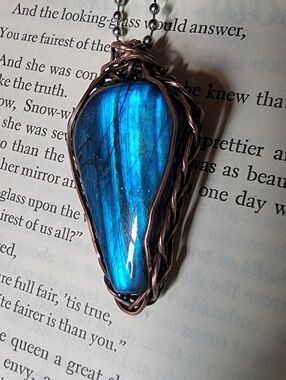 Labradorite Crystal Coffin Pendant Necklace
